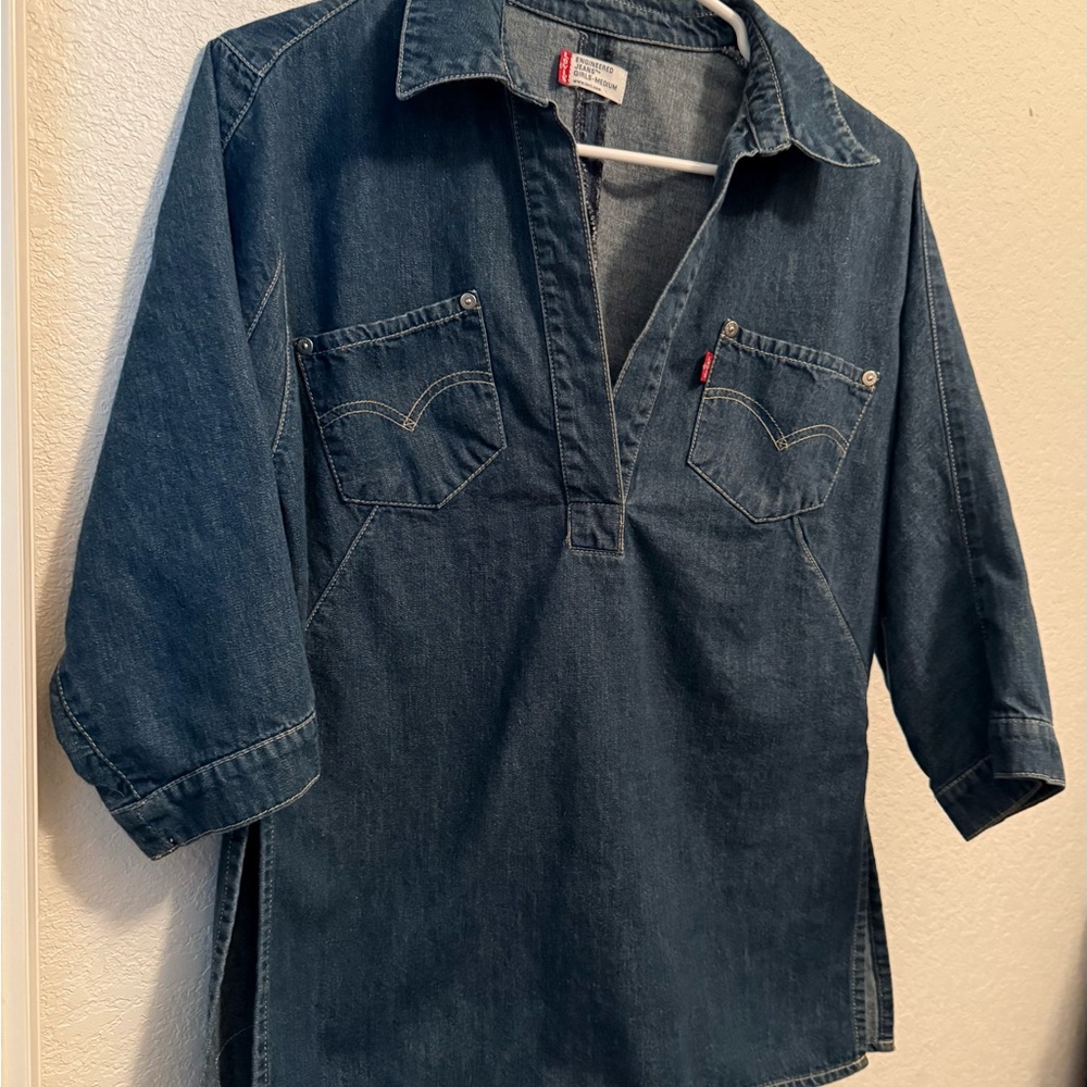 Levi's Kids Dark Blue Denim Button Down Shirt